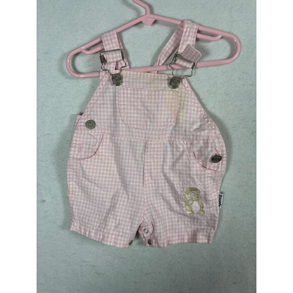 Weebok Baby Pink Gingham Overalls 12M Adjustable Straps Cotton Blend Snap Closur - Picture 1 of 7